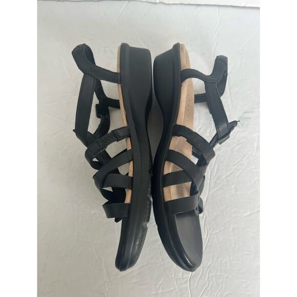 Clarks Collection Loomis Katey Black Leather Strappy Low Heel Comfort Sandals 8 - Picture 5 of 12